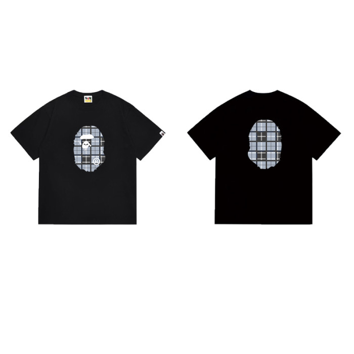 Ape Head Blue Grey Plaid Print T-shirt 2 colors 29053648