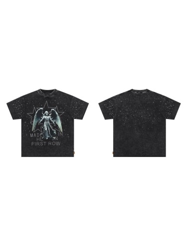 Starburst Angel Rhinestone Print Washed Tee 29054087