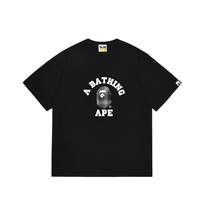 Arc-shaped letter grid ape head print  T-shirt 2 colors 29053651