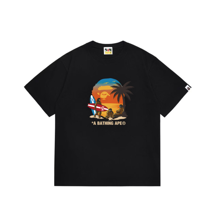 Ape Head Beach Sunset Surf Illustration Print T-shirt 2 colors 29053533