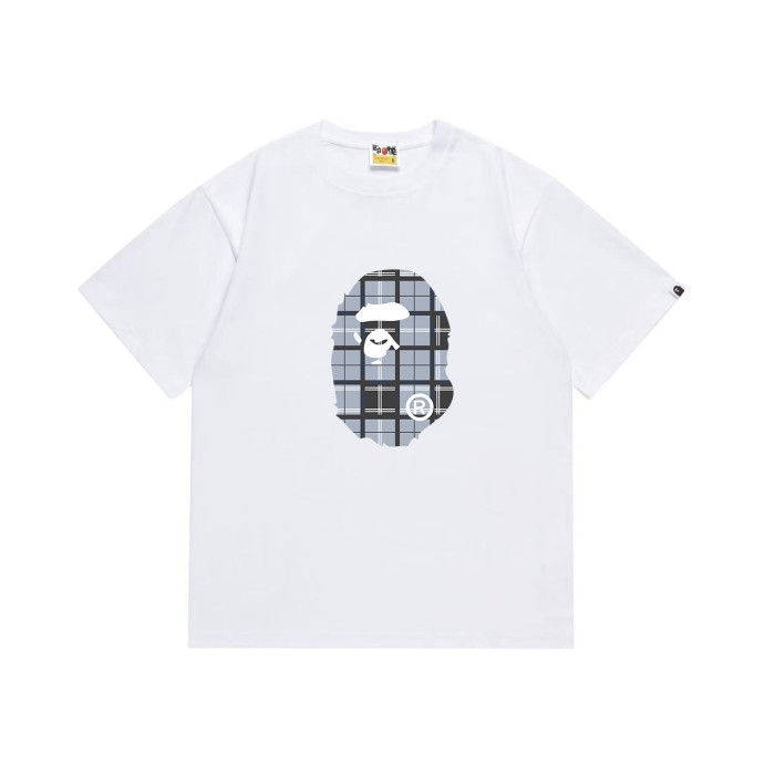 Ape Head Blue Grey Plaid Print T-shirt 2 colors 29053648