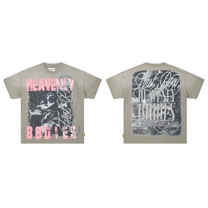 Retro Angel Rhinestone Print Washed Tee 29054090