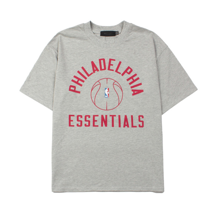 Philadelphia curved letter basketball silhouette black loose T-shirt 2 colors 29053653