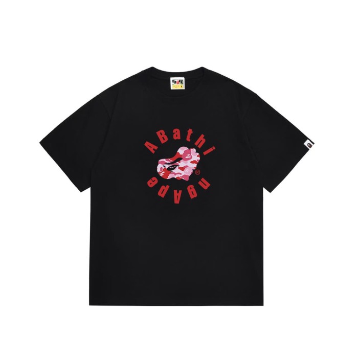 Arc-shaped letters surrounding a love heart camouflage print T-shirt 2 colors 29054209