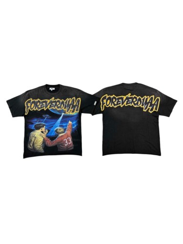 Boy Looking Up At UFO Rhinestone Print Washed Tee 29053849