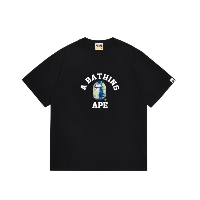 Ape Head Psychedelic Tie-Dye Print  A BATHING APE  College Logo T-shirt 2 colors 29054255