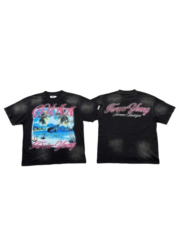 Coconut Tree Beach Rhinestone Print Washed Tee 29053850