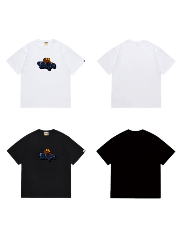 Cartoon Ape Blue Camo  Bape  Font Print T-shirt 2 colors 29053447