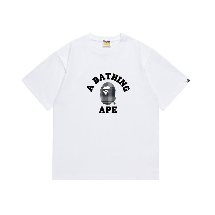 Arc-shaped letter grid ape head print  T-shirt 2 colors 29053651