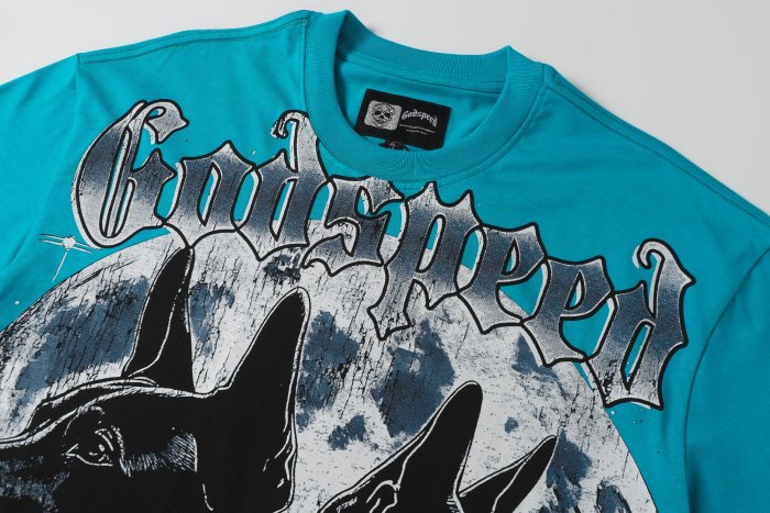 Double Doberman Pinscher Full Moon Lake Blue Distressed Short-Sleeve T-Shirt 29053396