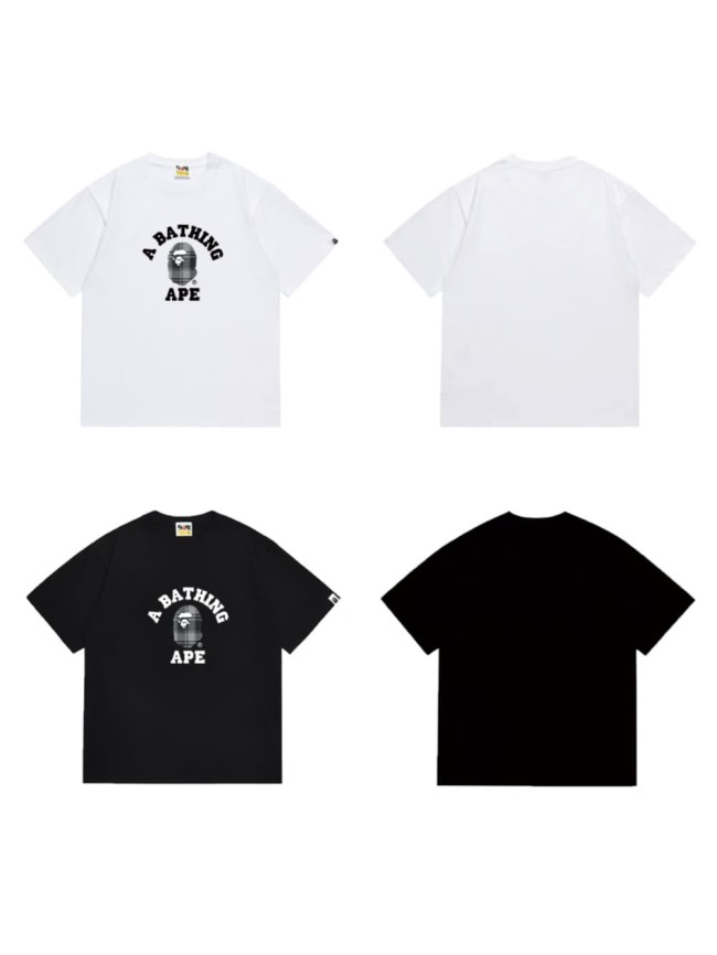 Arc-shaped letter grid ape head print  T-shirt 2 colors 29053651