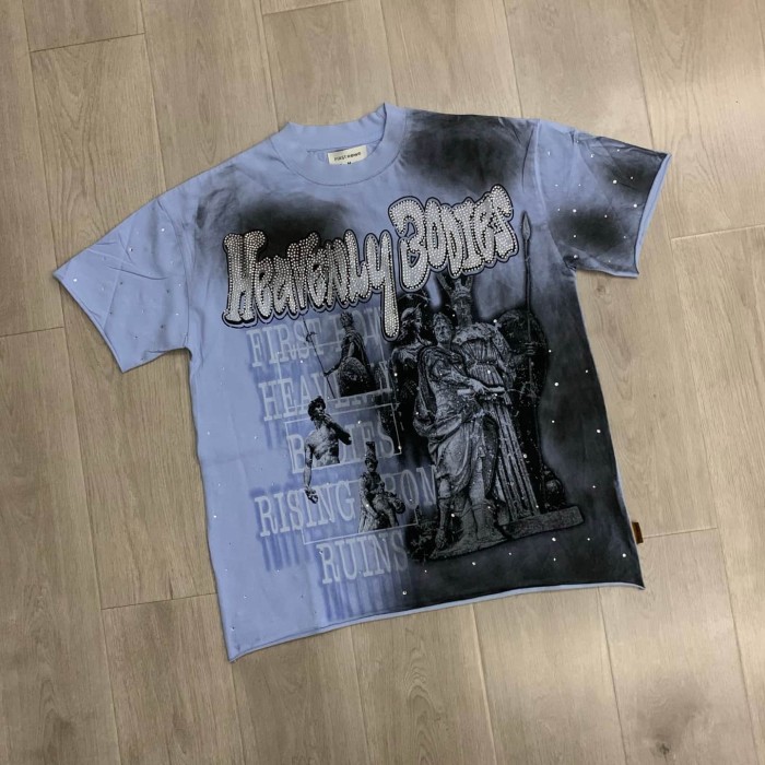 Sculpture Graffiti Rhinestone Print Washed Tee 29054094