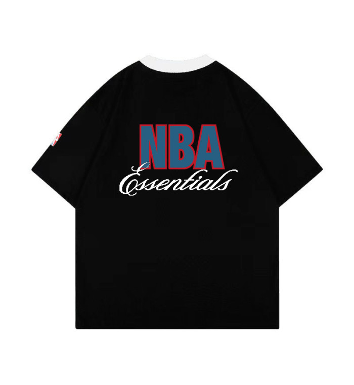 Co-branded back contrast color large letter cursive font gray loose short-sleeved T-shirt 2 colors 29053635