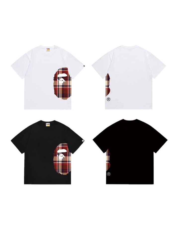 Classic plaid head short sleeved shirt on the side T-shirt 2 colors 29053500