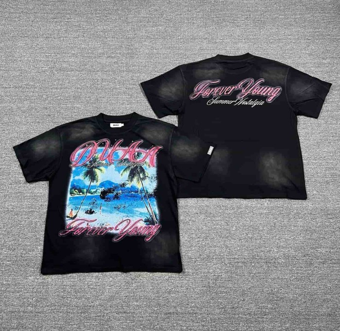 Coconut Tree Beach Rhinestone Print Washed Tee 29053850