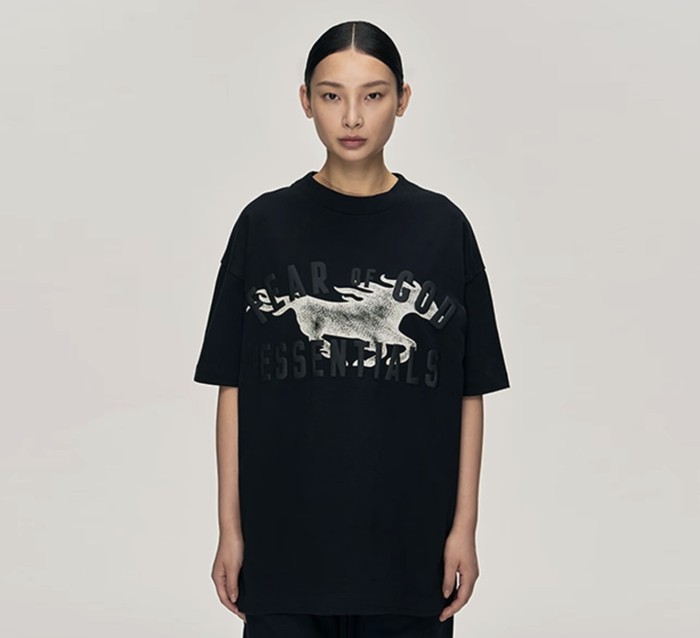 Vintage Benma curved letter black background loose-fitting drop-shoulder T-shirt 29053864