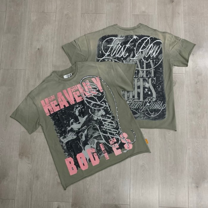 Retro Angel Rhinestone Print Washed Tee 29054090
