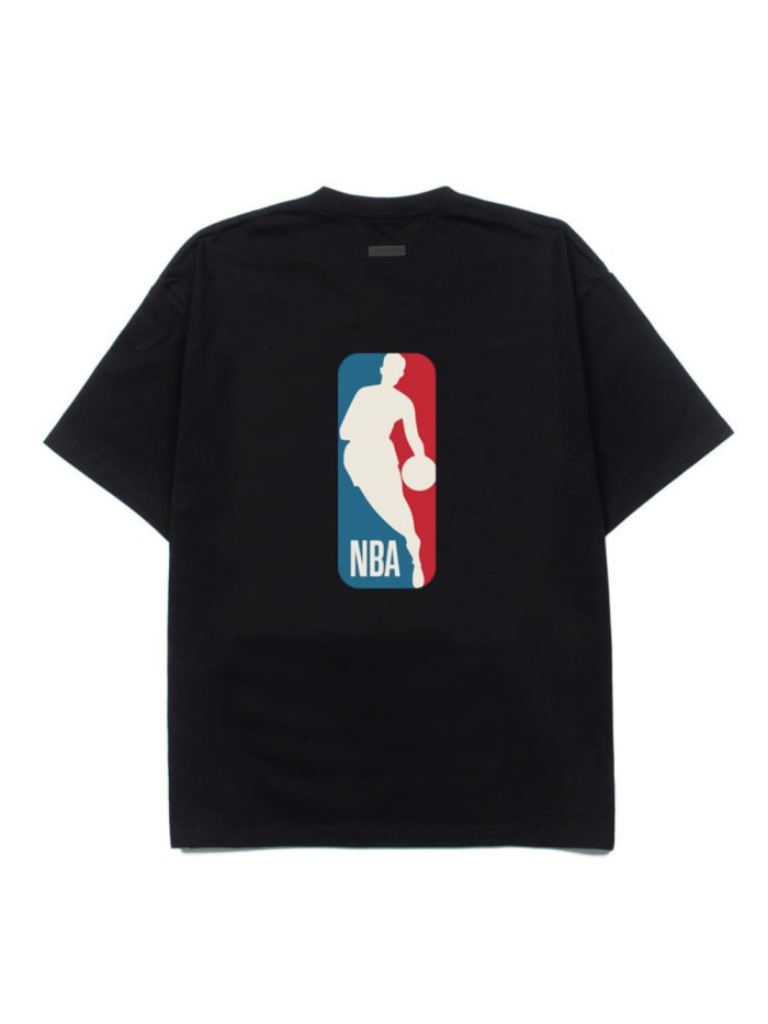 Co-branded back with large logo, contrasting color silhouette, loose-fitting T-shirt 29053614