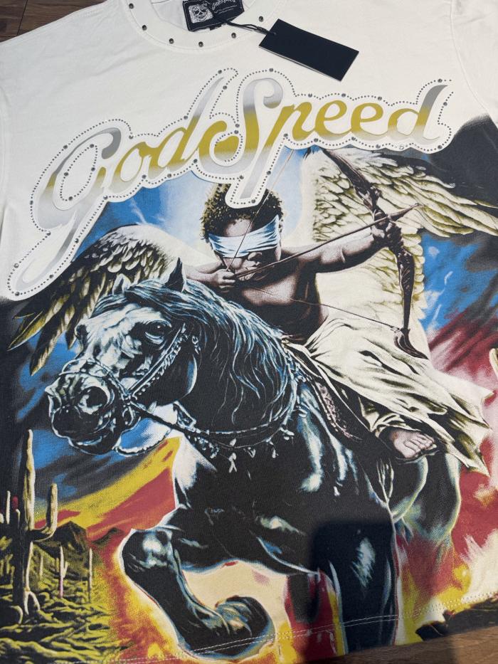 Blindfolded Cupid Angel Pegasus Western Desert Rhinestone T-shirt 2 colors 29053385