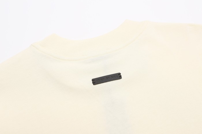 Vintage bold font off-white small high-neck loose shoulder drop-shoulder short-sleeved T-shirt 29053957