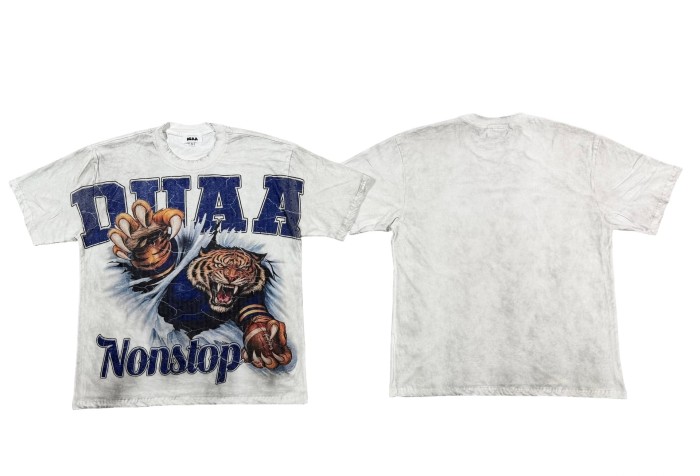 Football Tiger Rhinestone Print Washed Tee 29053840