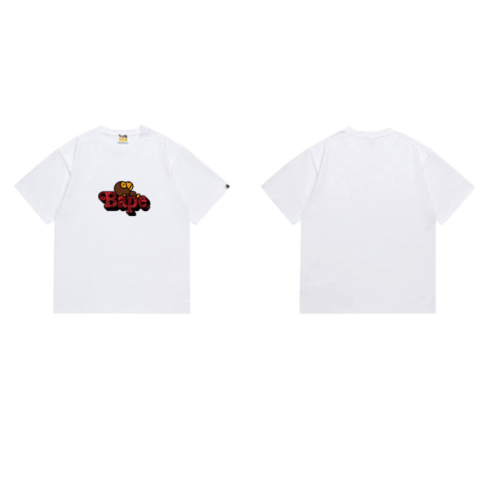 Cartoon Ape Red Camo  Bape  Font Print T-shirt 2 colors 29053445