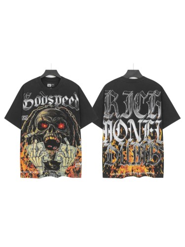 Dirty braids, red eyes, banknotes, skeletons, flames, worn-out black T-shirt 29053388