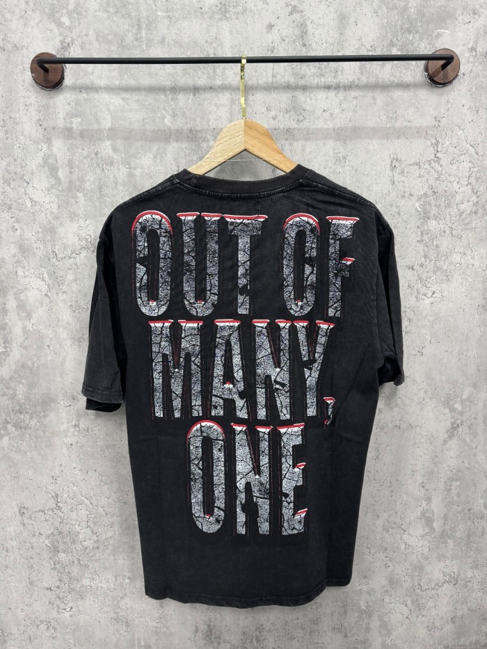 Vintage doomsday ruins submerged Statue of Liberty cracked slogan distressed T-shirt 29053411