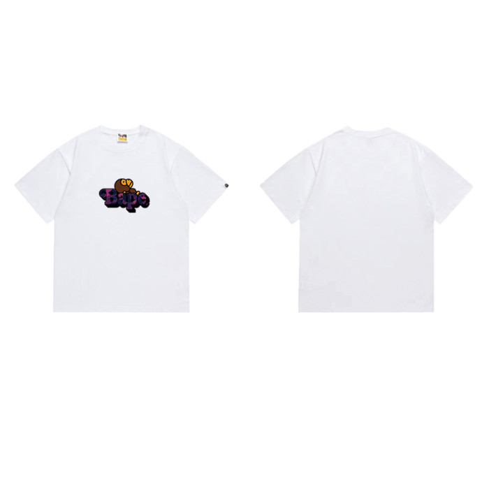 Cartoon Ape Purple Camo  Bape  Font Print T-shirt 2 colors 29053442
