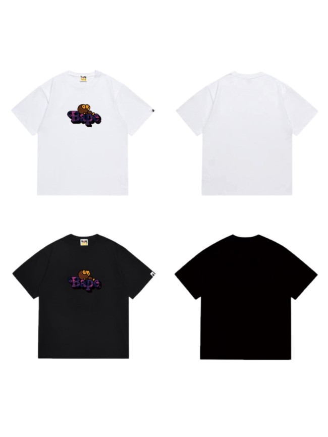 Cartoon Ape Purple Camo Bape Font Print T-shirt 2 colors 29053442