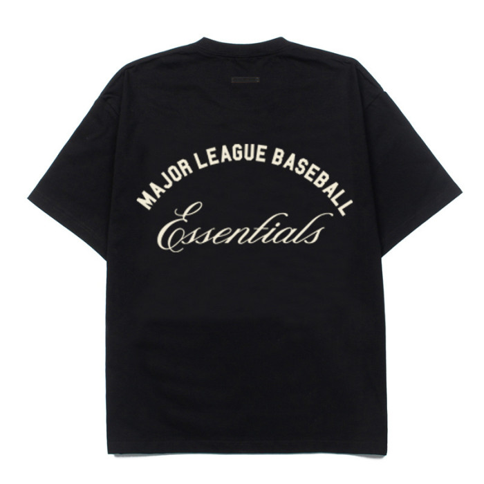 Co-branded vintage letter baseball logo black loose short-sleeved T-shirt 2 colors 29053626