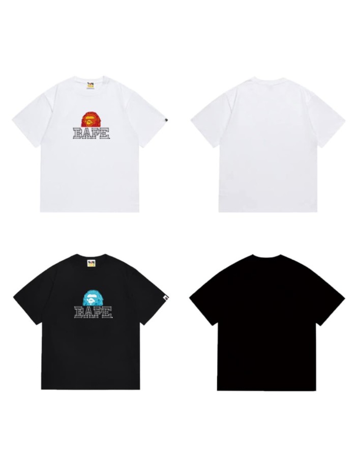 Outline sketch letter ape short sleeves T-shirt 2 colors 29053443