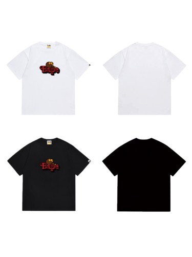 Cartoon Ape Red Camo  Bape  Font Print T-shirt 2 colors 29053445