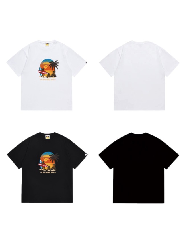 Ape Head Beach Sunset Surf Illustration Print T-shirt 2 colors 29053533