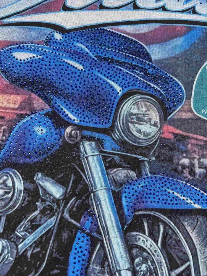 California Highway Motorcycle Rhinestone Print Washed Tee 29053842