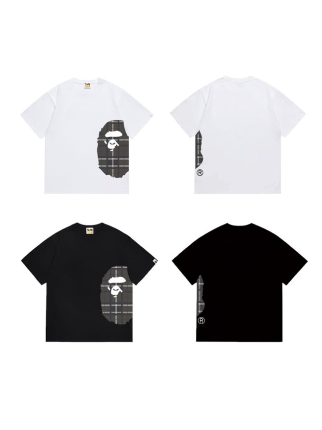 Classic Black Grid Side Ape Man  print T-shirt 2 colors 29053541