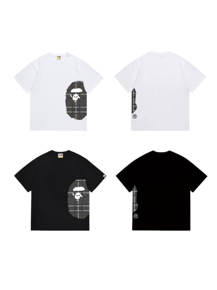 Classic Black Grid Side Ape Man  print T-shirt 2 colors 29053541