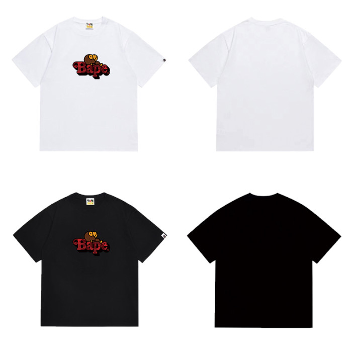 Cartoon Ape Red Camo  Bape  Font Print T-shirt 2 colors 29053445