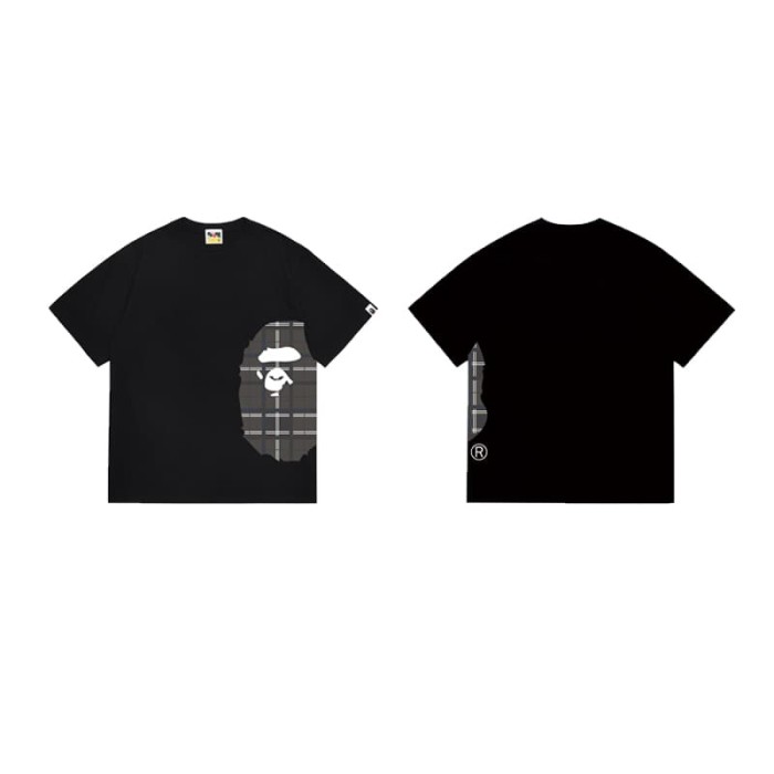 Classic Black Grid Side Ape Man  print T-shirt 2 colors 29053541