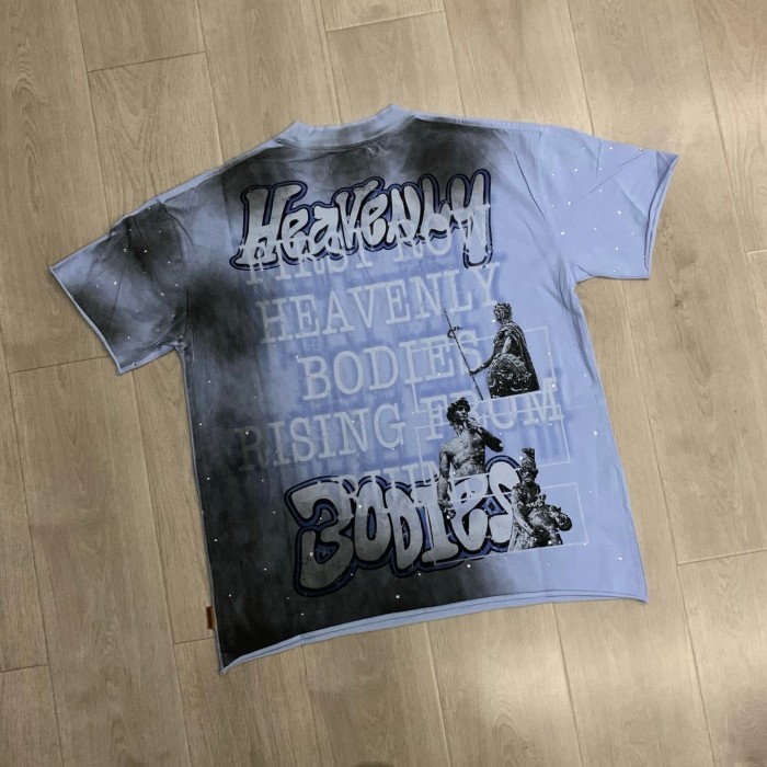 Sculpture Graffiti Rhinestone Print Washed Tee 29054094