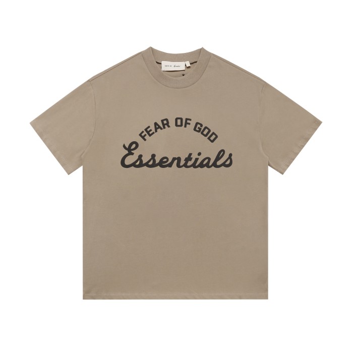 Curved cursive script letter, brown, loose-fitting, drop-shoulder, short-sleeved T-shirt 4 colors 29053727