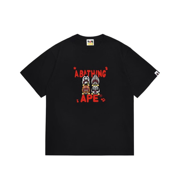 Two shark heads with red lettering and ape print T-shirt 2 colors 29055473