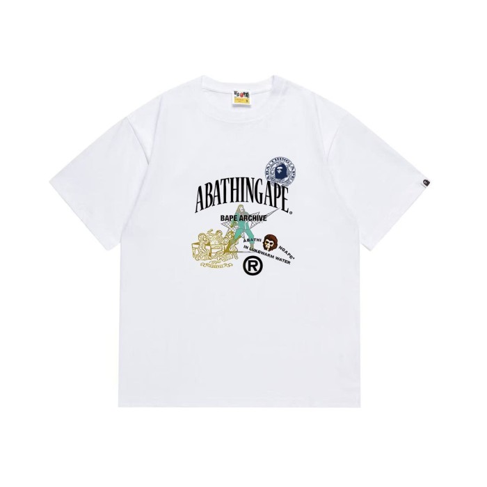 Retro letter ape print T-shirt 2 colors 29055810
