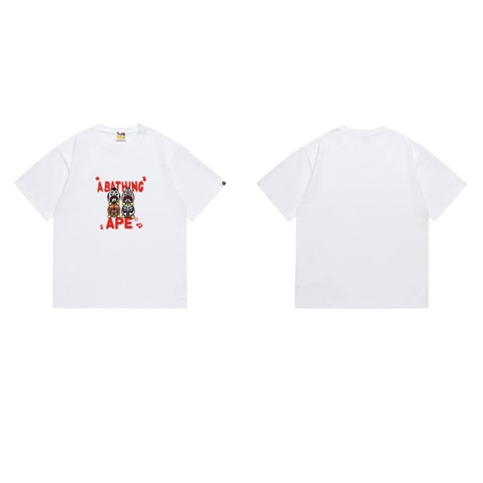 Two shark heads with red lettering and ape print T-shirt 2 colors 29055473