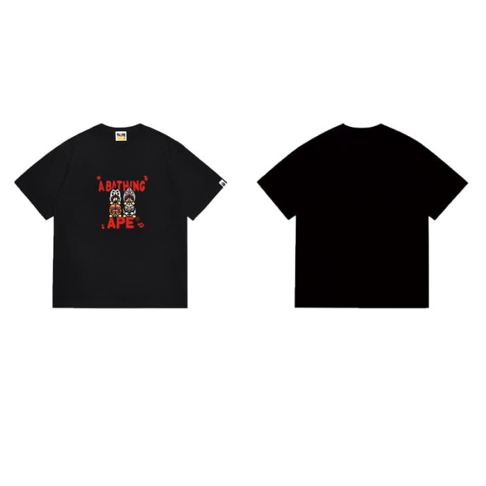 Two shark heads with red lettering and ape print T-shirt 2 colors 29055473