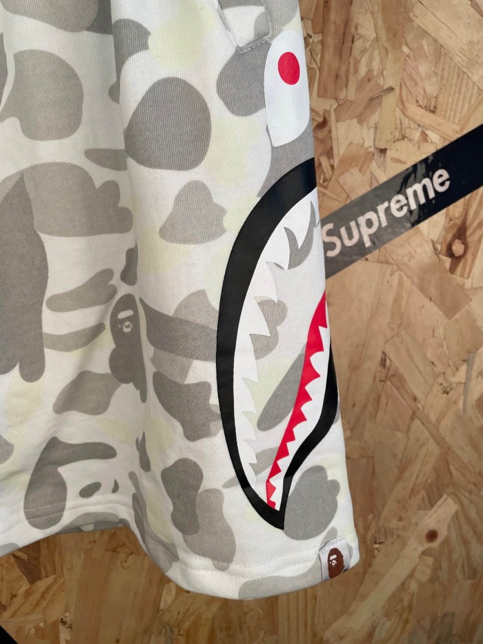 1:1 quality version White Grey Camouflage Shark Print Drawstring Cotton Casual Shorts 29060761