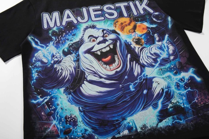Scary Marshmallow Ghost Rhinestone Print Washed Tee 29060777