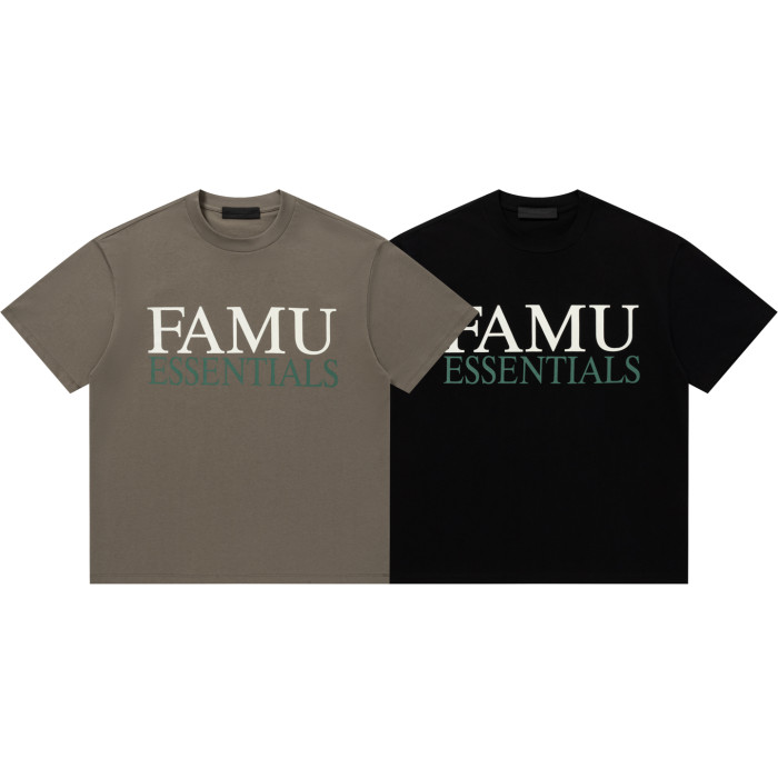 co-branded front and back lettering brown and black loose-fitting drop-shoulder  T-shirt 2 colors 29060604