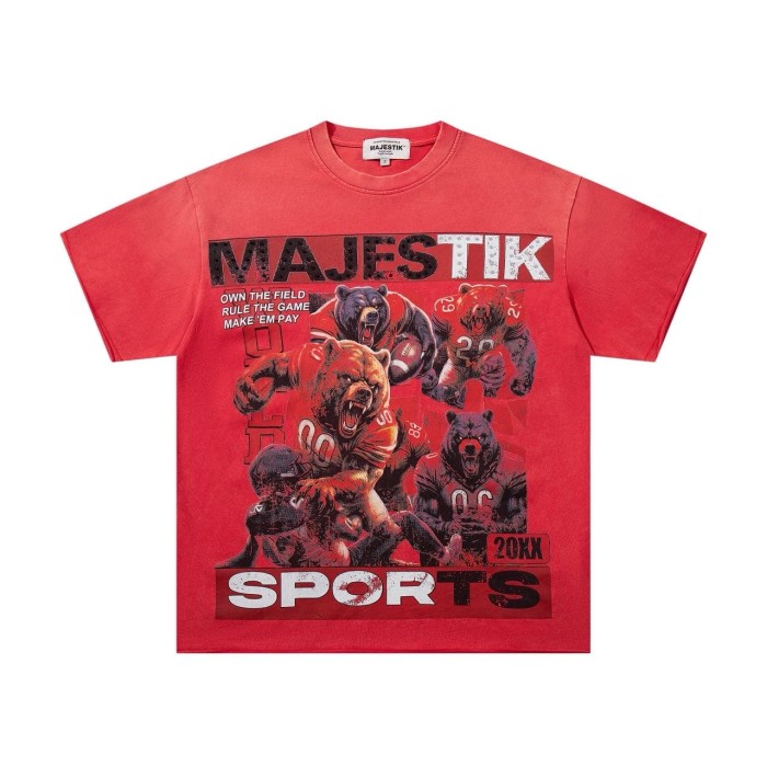 Retro Bears Football Rhinestone Print Washed Tee 29060769