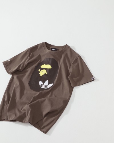 1:1 quality version adidas Originals Ape Head Trefoil Logo Print Brown T-shirt 29060613